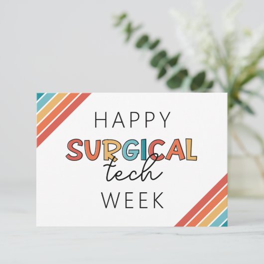 Retro Happy Surgical Tech Week Custom Dankeskarte (Stehend Vorderseite)