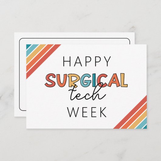 Retro Happy Surgical Tech Week Custom Dankeskarte (Vorne/Hinten)