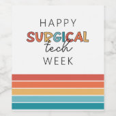 Retro Happy Surgical Tech Week Weinetikett (Einzelnes Label)