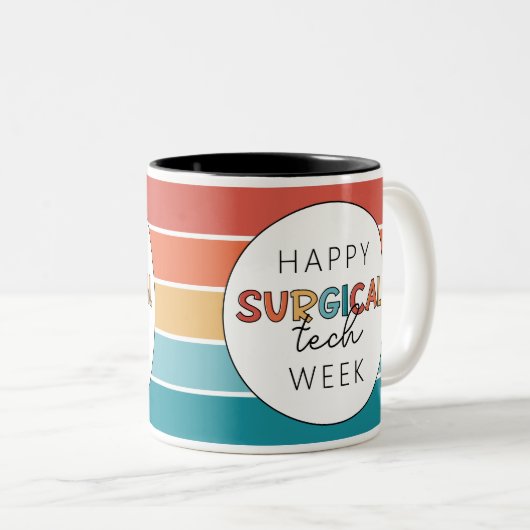 Retro Happy Surgical Tech Week Zweifarbige Tasse (VorderseiteRechts)