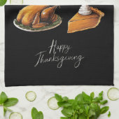 Retro Happy Thanksgiving Fall Pumpkin Pie Geschirrtuch (Gefaltet)