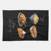 Retro Happy Thanksgiving Fall Pumpkin Pie Geschirrtuch (Horizontal)