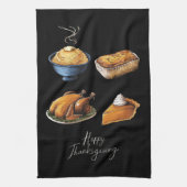 Retro Happy Thanksgiving Fall Pumpkin Pie Geschirrtuch (Vertikal)