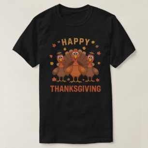 Retro Happy Thanksgiving Turkey Design T-Shirt