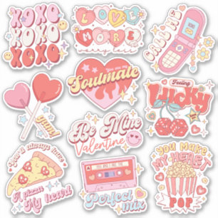 Retro Happy Valentine's Day Vinyl Sticker Pack