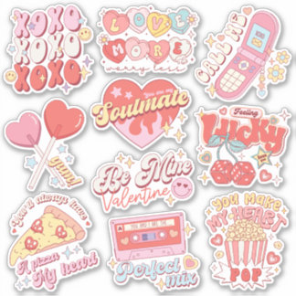Retro Happy Valentine's Day Vinyl Sticker Pack