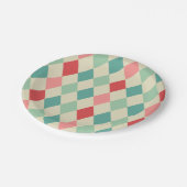 Retro-Harlekin-Geometrisches Muster Pappteller (Schrägansicht)