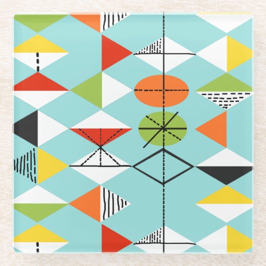 Retro Harlekin-Muster-Glas-Untersetzer Glasuntersetzer (Vorderseite)