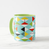 Retro Harlekin-Muster-Wecker-Tasse Tasse (Vorderseite Links)