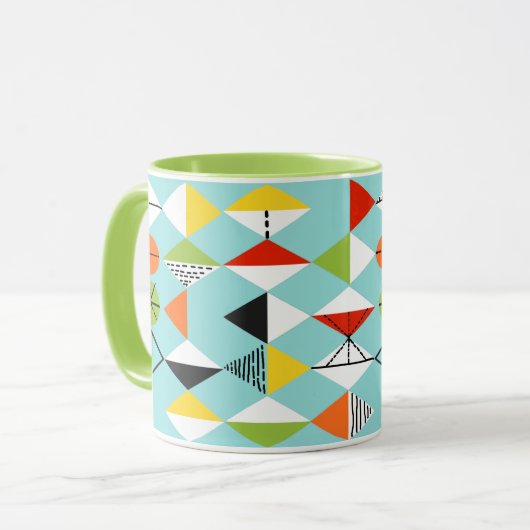 Retro Harlekin-Muster-Wecker-Tasse Tasse (Vorderseite Links)