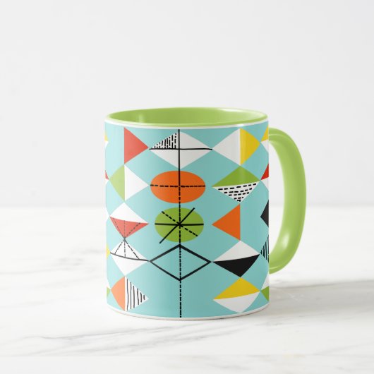 Retro Harlekin-Muster-Wecker-Tasse Tasse (VorderseiteRechts)