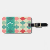 Retro Harlequin Geometric Monogram Gepäckanhänger (Vorderseite horizontal)