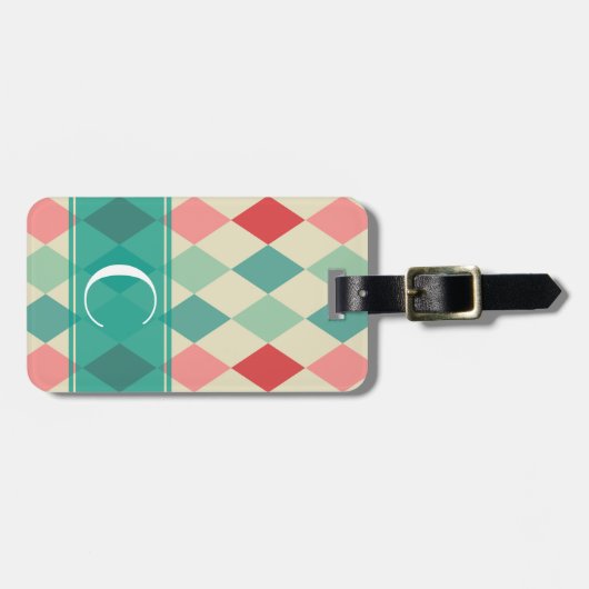 Retro Harlequin Geometric Monogram Gepäckanhänger (Vorderseite horizontal)