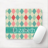 Retro Harlequin Geometric Muster Monogram Mousepad (Mit Mouse)