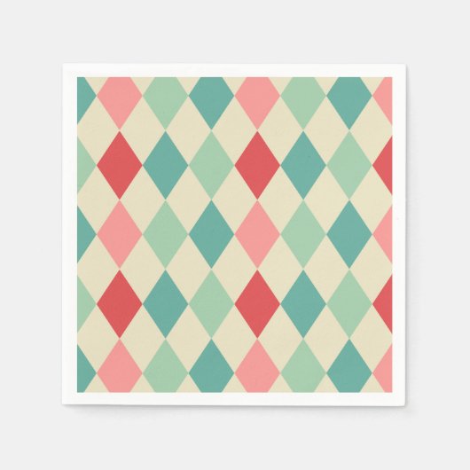 Retro Harlequin Geometrisches Muster Serviette (Vorderseite)