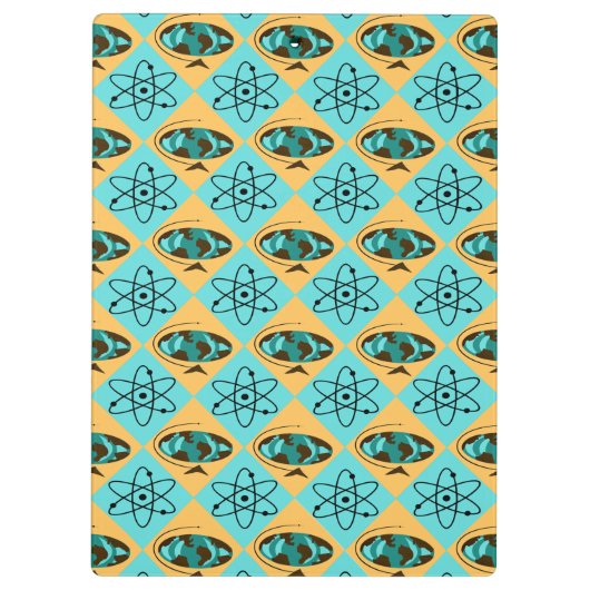 Retro Harlequin Globe Trotter Clipboard Klemmbrett (Rückseite)