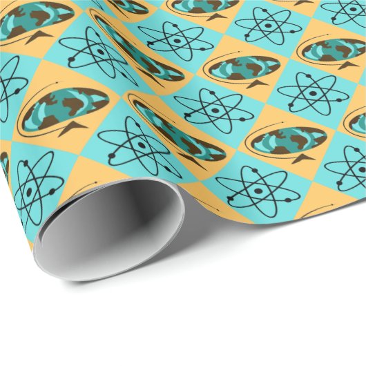 Retro Harlequin Globe Trotter Packpapier (Rolleneckpunkt)