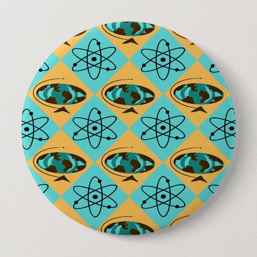 Retro Harlequin Globe Trotter Round Button (Vorderseite)