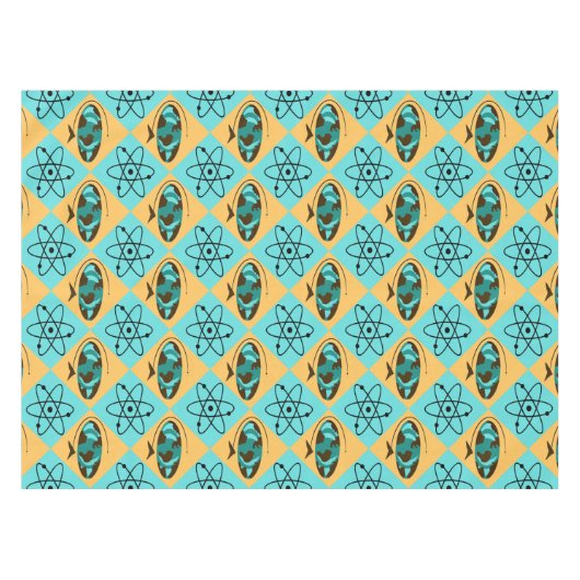 Retro Harlequin Globe Trotter Tablecloth Tischdecke (Vorderseite (Horizontal))
