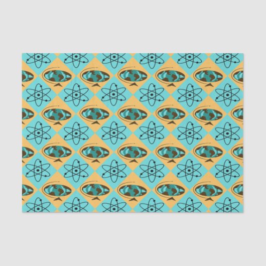 Retro Harlequin Globe Trotter Tissue Paper Seidenpapier (Vorderseite)