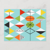 Retro Harlequin Muster Postkarte
