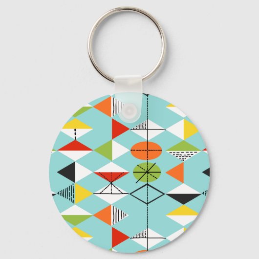 Retro Harlequin Pattern Button Schlüsselanhänger (Vorderseite)