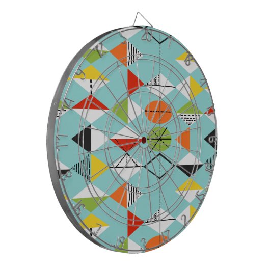 Retro Harlequin Pattern Dart Board Dartscheibe (Vorderseite Links)