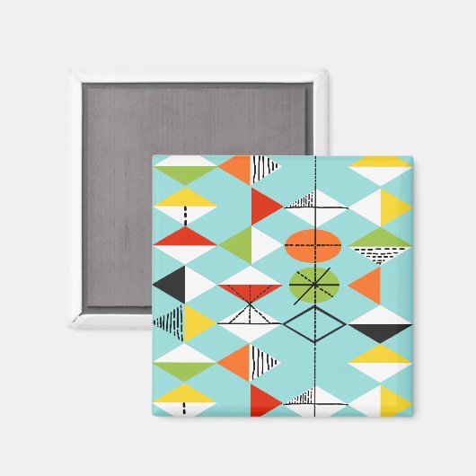 Retro Harlequin Pattern Magnet (Vorderseite/Rückseite)