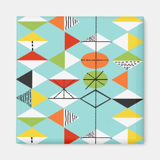 Retro Harlequin Pattern Magnet (Vorne)