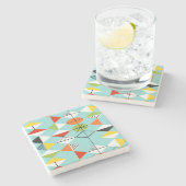 Retro Harlequin Pattern Marble Stone Untersetzer (Seitenansicht)