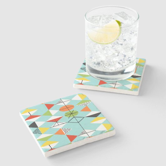 Retro Harlequin Pattern Marble Stone Untersetzer (Seitenansicht)