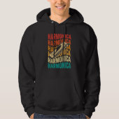 Retro Harmonica Harp Player Hoodie (Vorderseite)