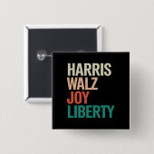 Retro Harris Waltz 2024 Harris Walz Joy Liberty Button (Vorne & Hinten)