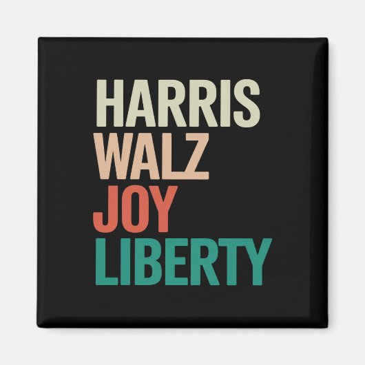 Retro Harris Waltz 2024 Harris Walz Joy Liberty Magnet (Vorne)