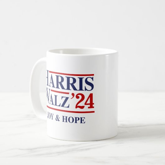 Retro Harris Walz '24 - Joy and Hope Kaffeetasse (Vorderseite Links)