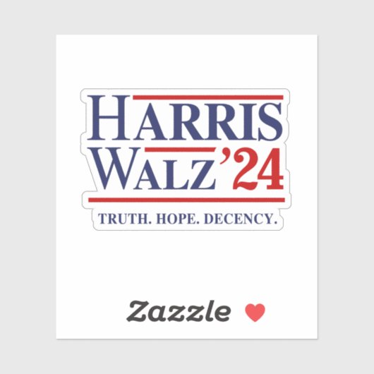Retro Harris Walz '24 - Truth Hope Decency Aufkleber (Blatt)