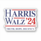 Retro Harris Walz '24 - Truth Hope Decency Aufkleber (Vorderseite)