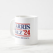 Retro Harris Walz '24 - Truth Hope Decency Kaffeetasse (Vorderseite Links)