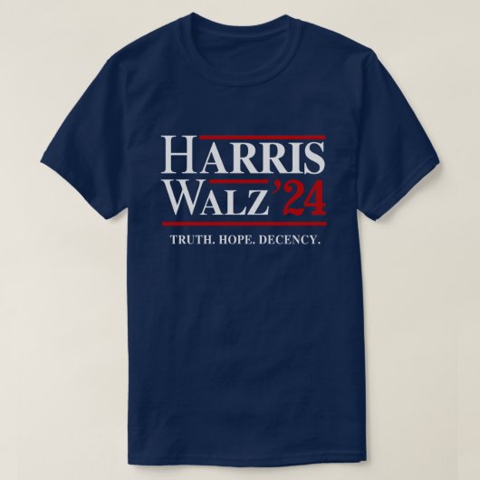 Retro Harris Walz '24 - Truth Hope Decency T-Shirt (Design vorne)