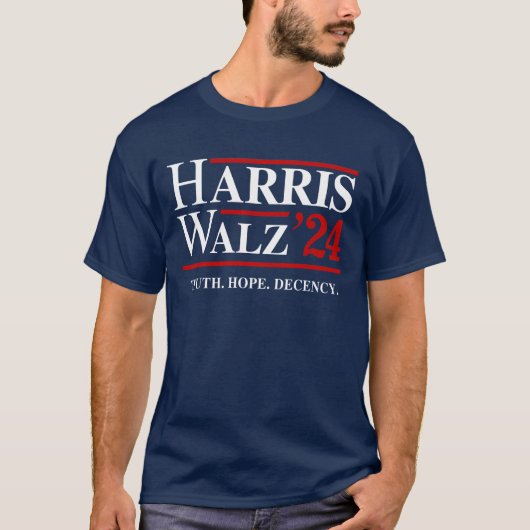Retro Harris Walz '24 - Truth Hope Decency T-Shirt (Vorderseite)