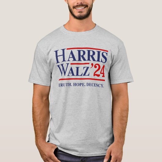 Retro Harris Walz '24 - Truth Hope Decency T-Shirt (Vorderseite)