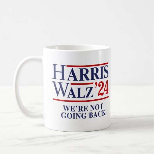 Retro Harris Walz '24 - Wir gehen nicht zurück Kaffeetasse (Links)