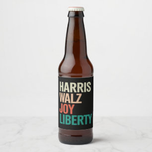 Retro Harris Walzer 2024 Harris Walz Freude Freihe Bierflaschenetikett