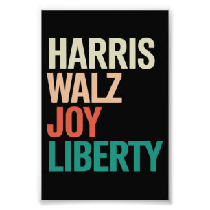 Retro Harris Walzer 2024 Harris Walz Freude Freihe Fotodruck