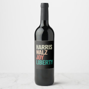 Retro Harris Walzer 2024 Harris Walz Freude Freihe Weinetikett