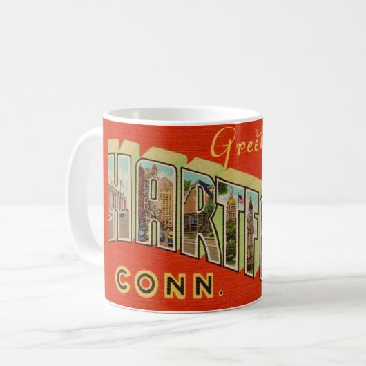 Retro Hartford Conn Gruß Tasse (Vorderseite Links)