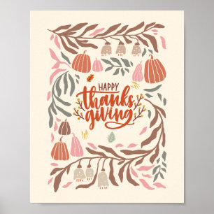 Retro Harvest Happy Thanksgiving Poster