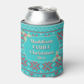 Retro-hässlicher Weihnachtspullover Blau Rot Stech Dosenkühler (Kanne Vorderseite)