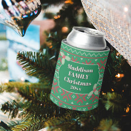 Retro-hässlicher Weihnachtspullover in Grün Dosenkühler