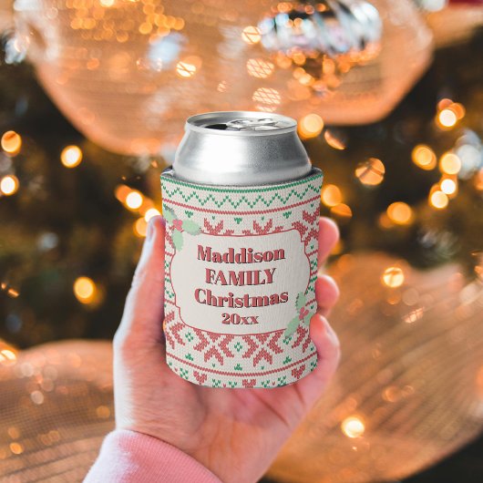Retro-hässlicher Weihnachtspullover in Off-White Dosenkühler